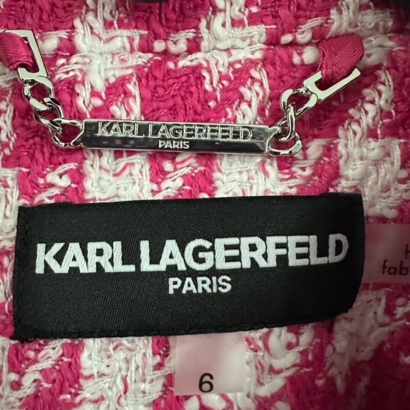 Karl Lagerfeld Pink and White Houndstooth Blazer - Picture 3 of 6